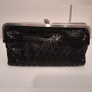 Hobo  Clutch  Kiss Lock Black Leather